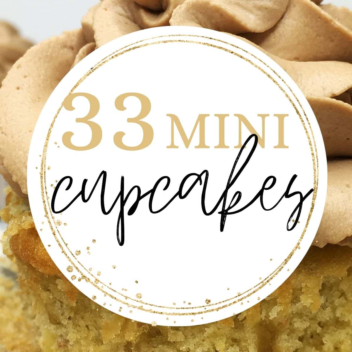Mini cupcakes with text overlay: 33 mini cupcakes.