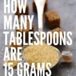 Brown sugar with a tablespoon: Pin with text.