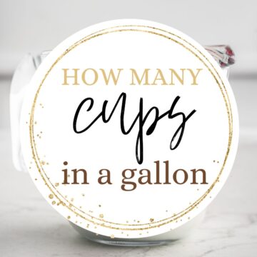 One gallon with text overlay: How many cups in a gallon.