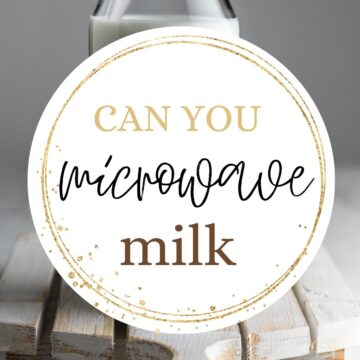 Bottle of milk with text overlay: Can you microwave milk.