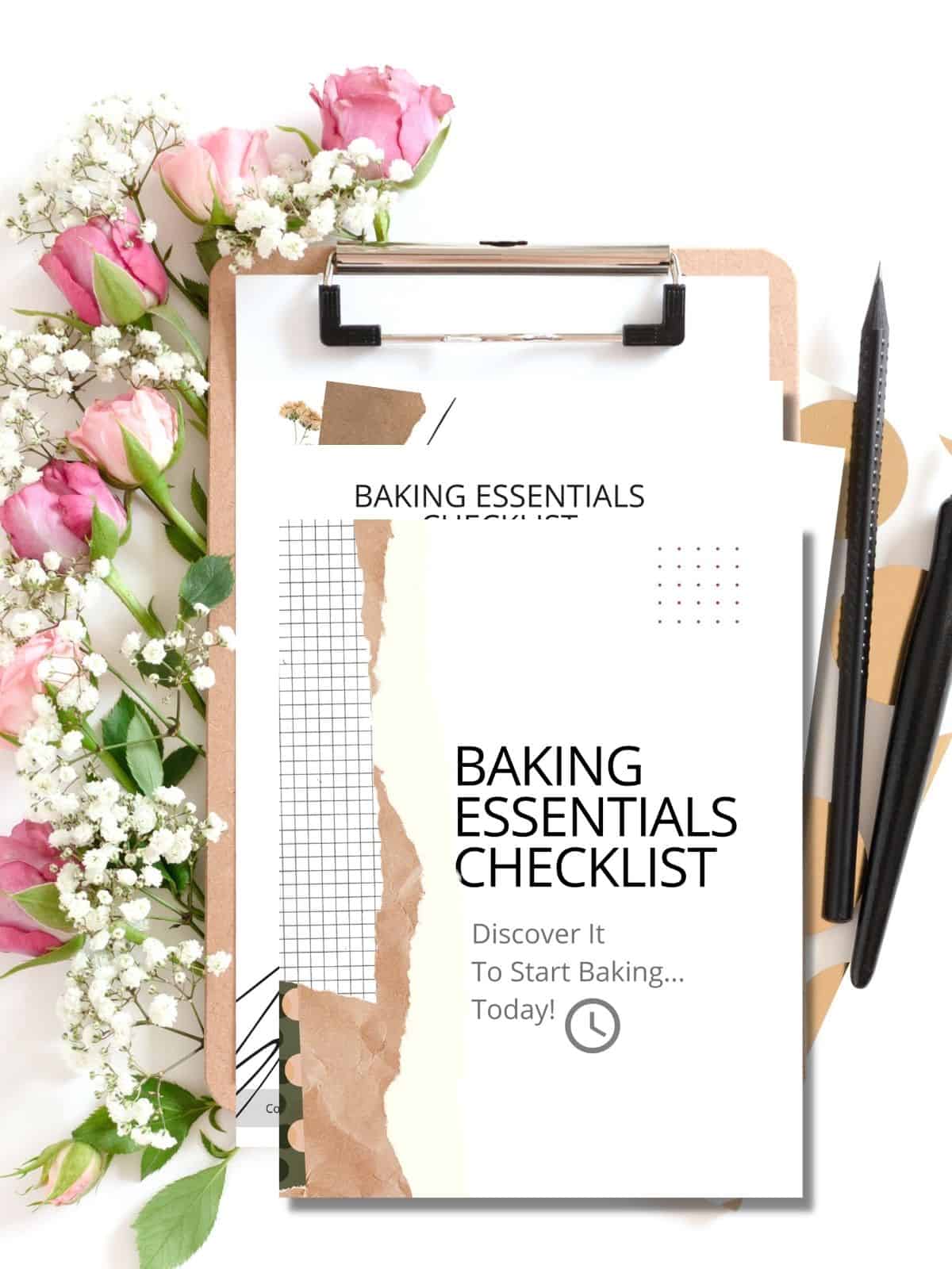 Baking Essentials Checklist Mockup with roses