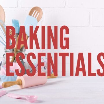 Baking tools with overlaying text.