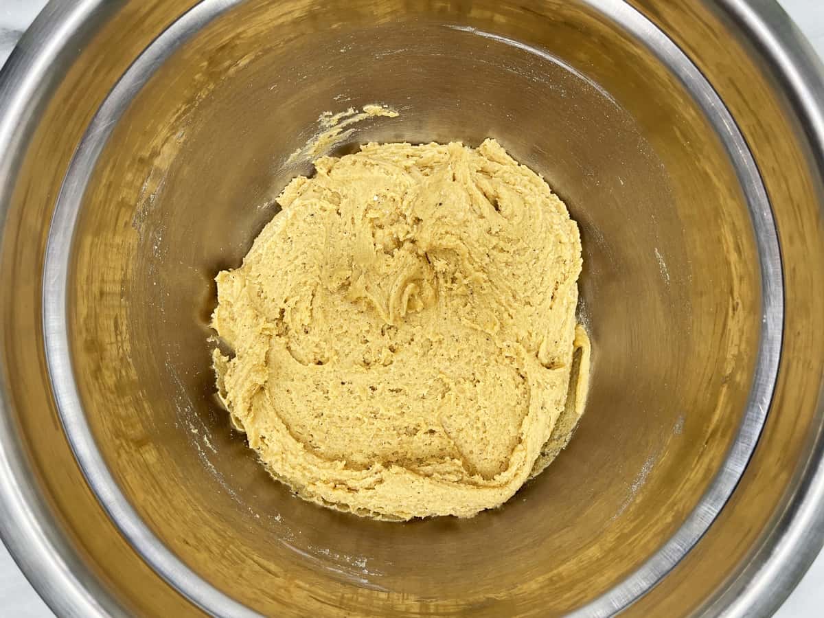 Butter flour mixture in a mixing bowl