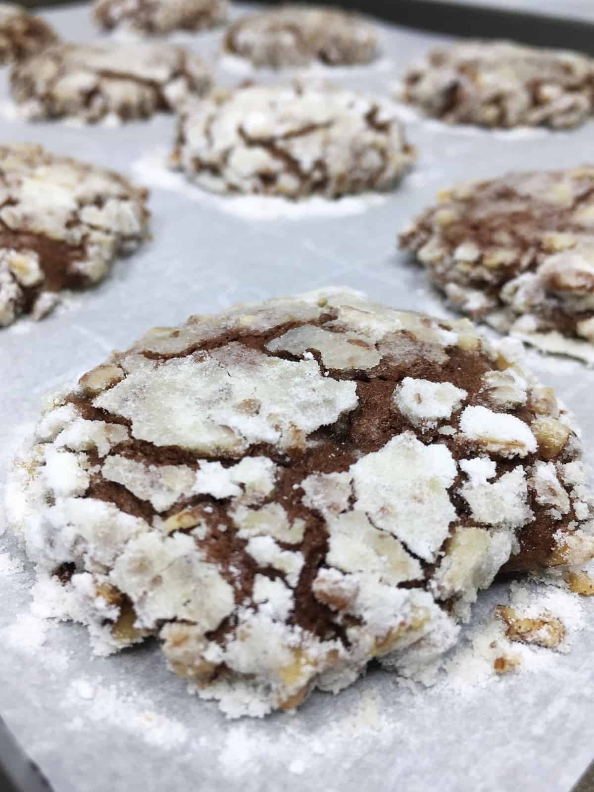 Chocolate banana cookies on parchment paper
