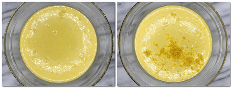 Photo 5: Butter mixture in a glass bowl Photo 6: Lemon zest over the mixture