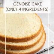 Three layers of Genoise sponge cake: Pin with text.