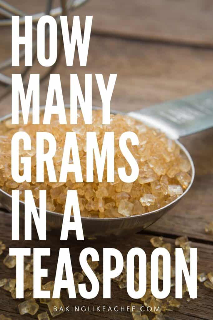 Measuring teaspoon with sugar: Pin with text