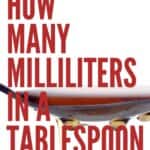 A tablespoon with red fluid: Pin with text