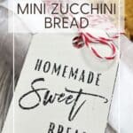 Packed and tagged mini bread loaf: Pin with text.