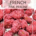 A batch of Pink Praline on a stone board: Pin with text.