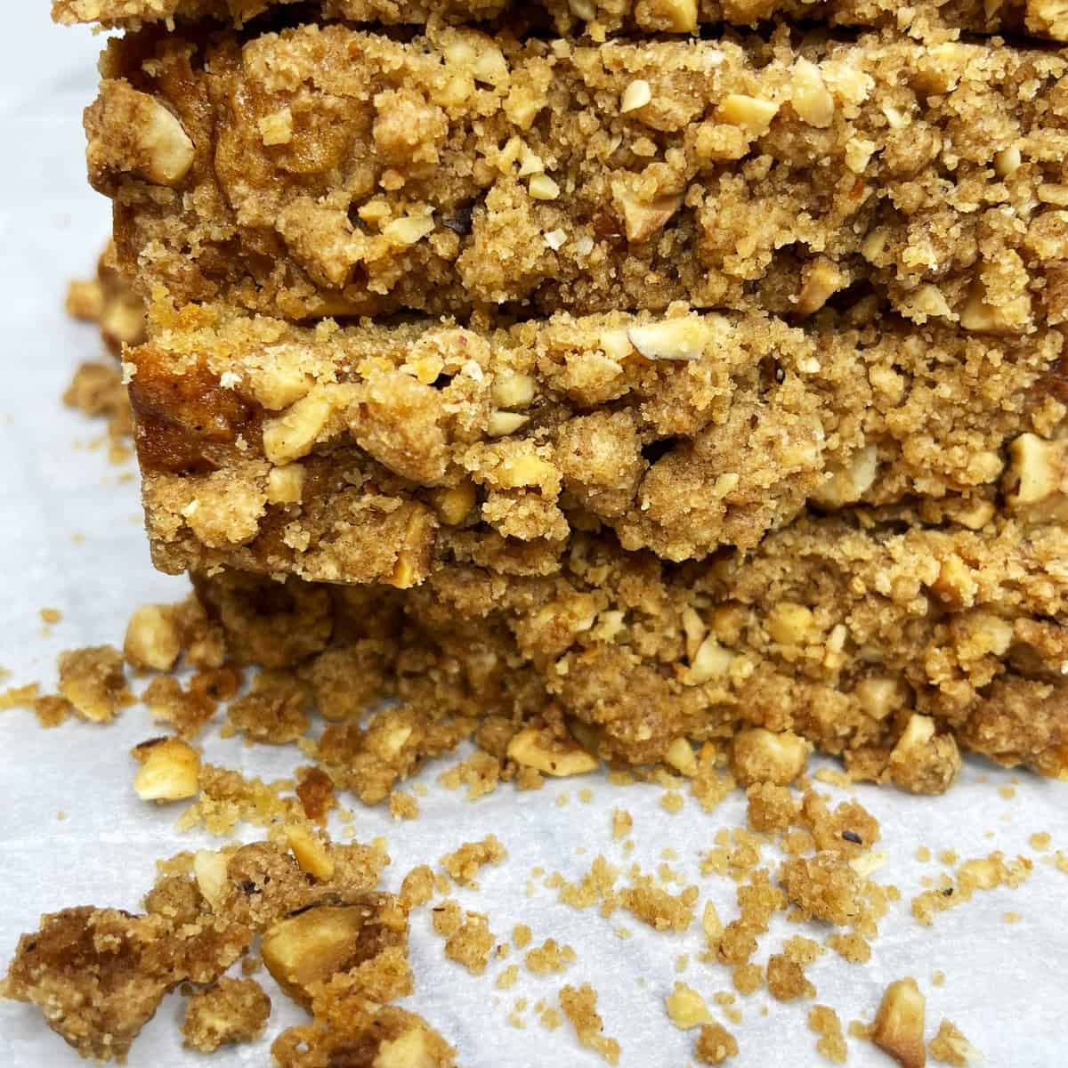 Quick bread streusel topping: Close up