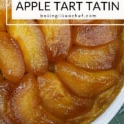 Apple Tarte Tatin on a serving plate: Pin with text.