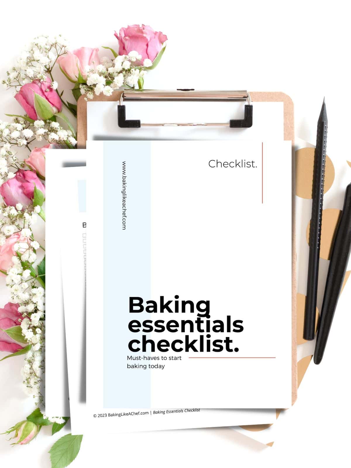 Baking essentials checklist mockup.