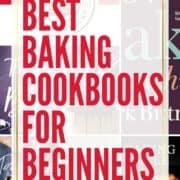 Collage of the best baking cookbooks covers: Pin with text.