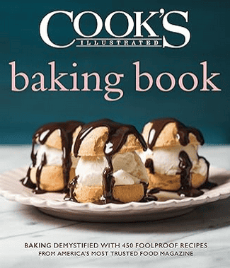 Cook's baking book cover with title.