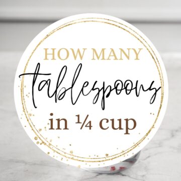 One-quarter cup of water with text overlay.