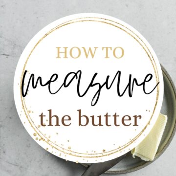 Butter on a plate with text overlay.
