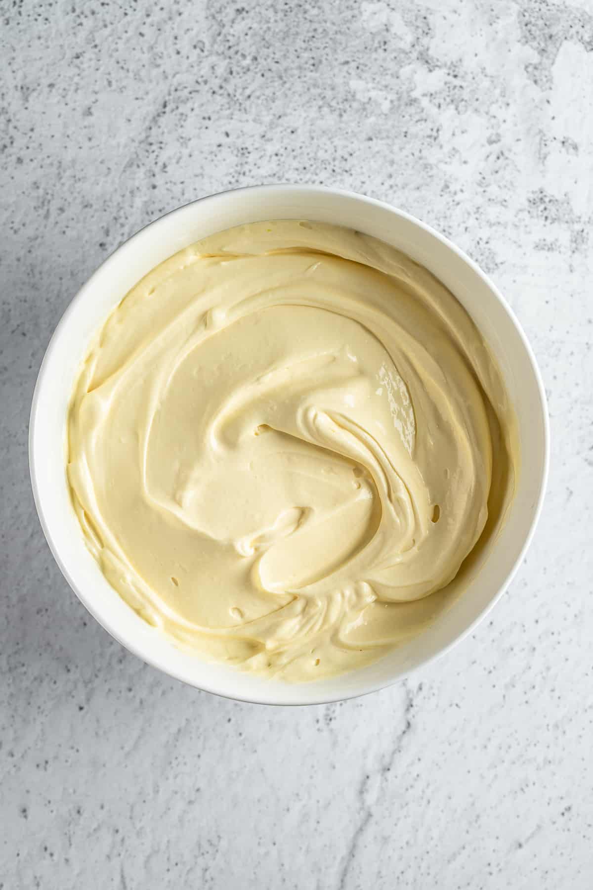 Mascarpone cream in a bowl.
