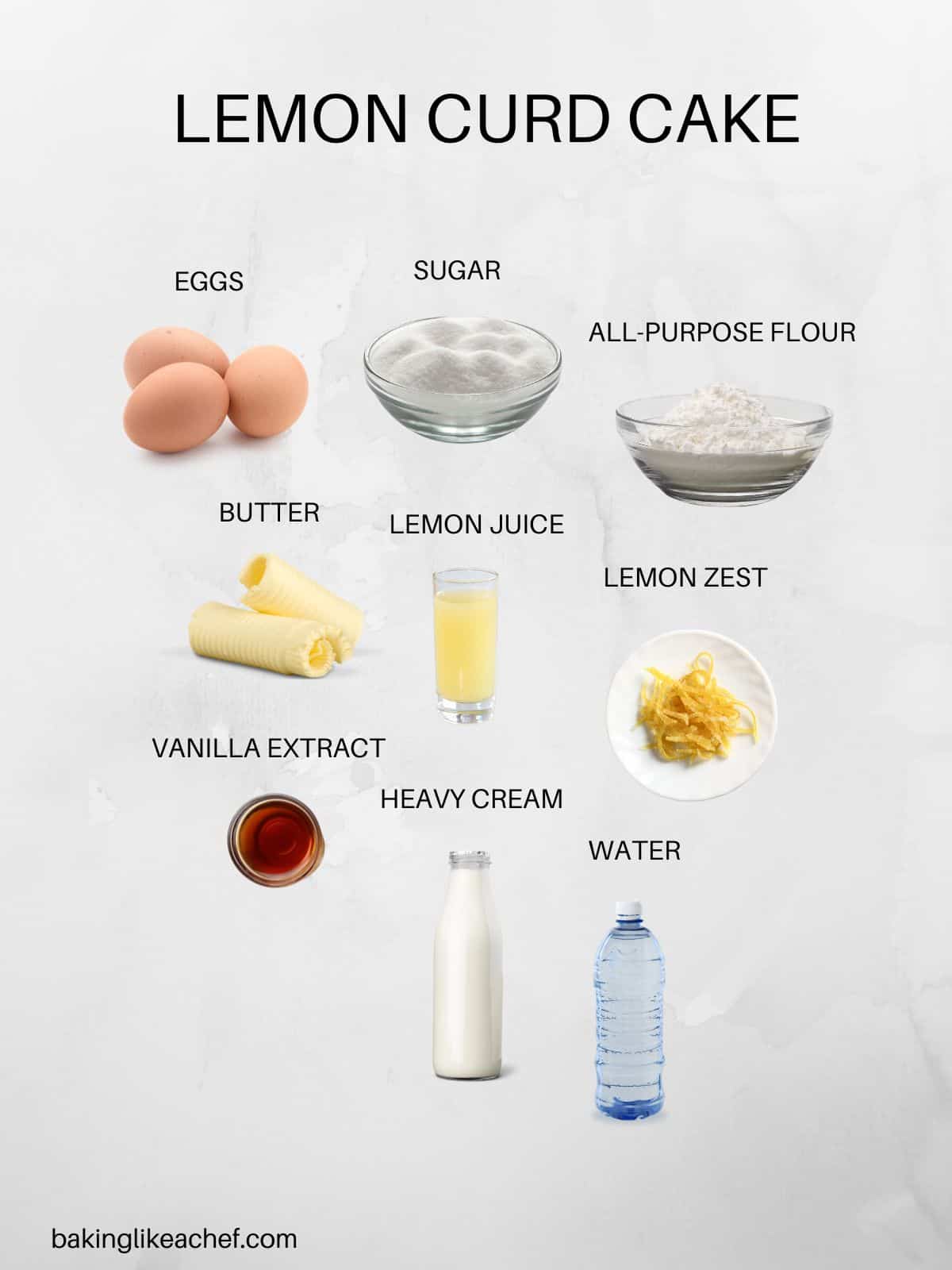 Lemon curd cake ingredients in pictures