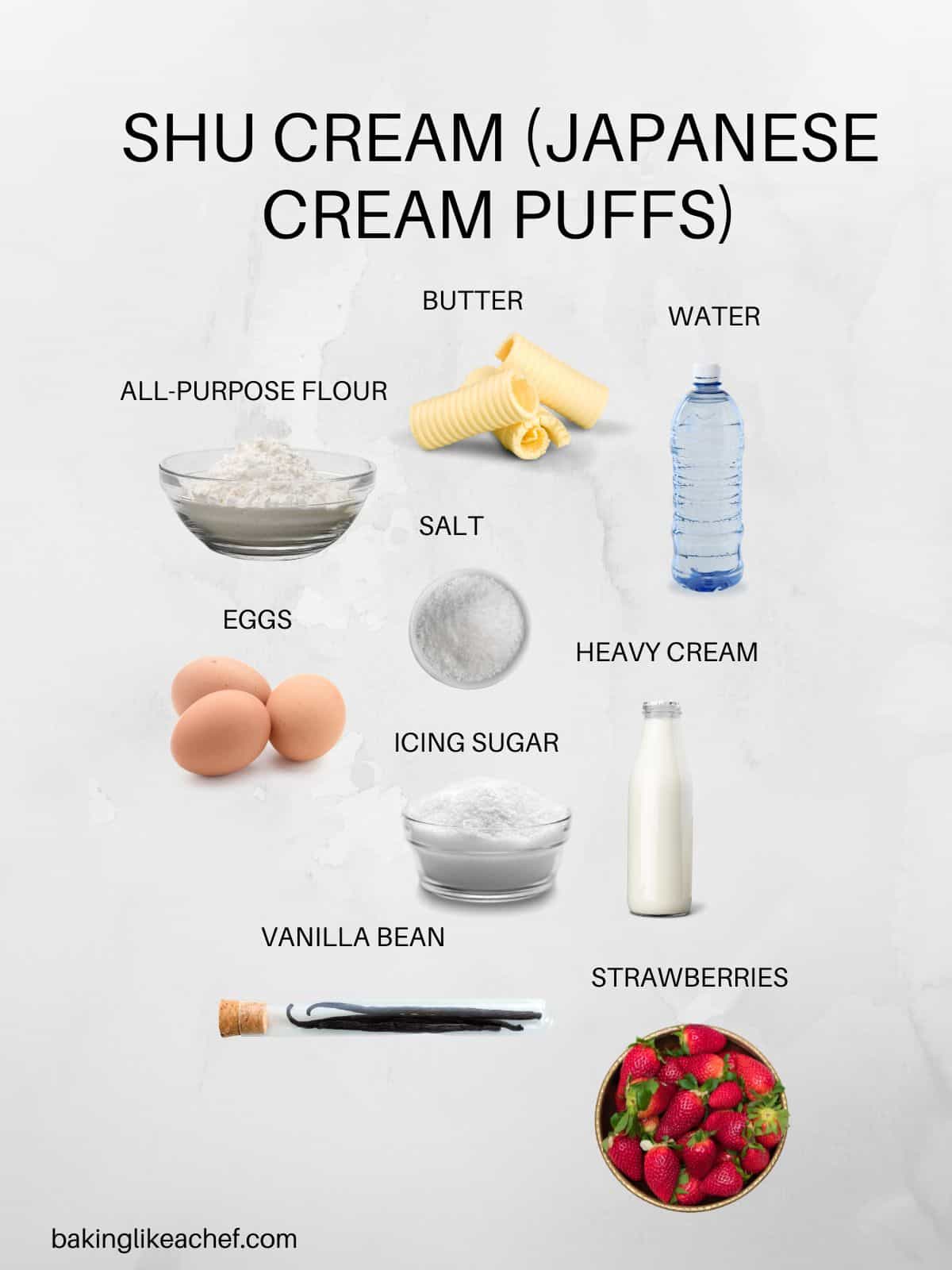 Shu cream puffs ingredients in pictures 