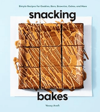 Cover of a baking snacks book with title.