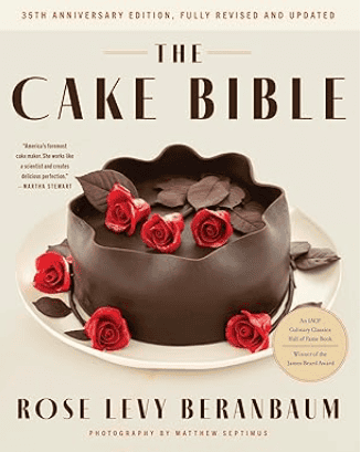 Cake book cover with title.