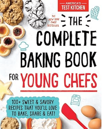 Kids' baking book cover with title.
